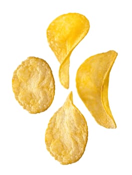 potato chips on white background