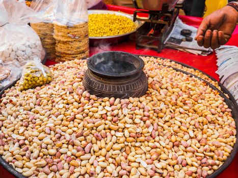 Peanuts at street market in Jaisalmer Fort, Rajasthan, India