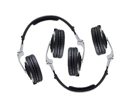 Black Headphones Isolated on a White Background