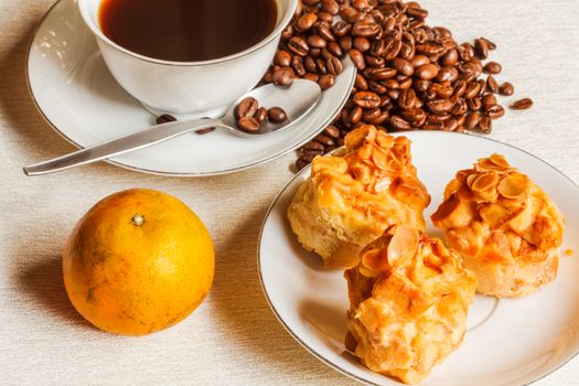 Scone Bread with Coffee on white plate