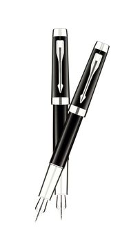 Fountain pens isolated