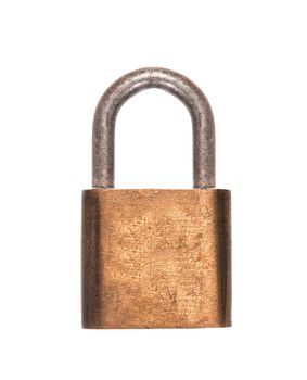 Gold lock isolated on white background
