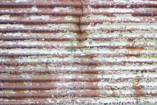 Close up of  brown rusty and old galvanize iron, with crack