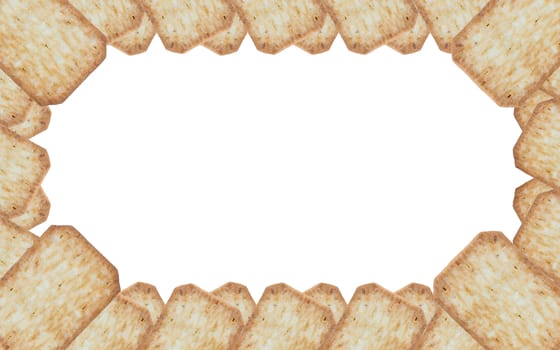 frame made of cracker isolated on white background.
