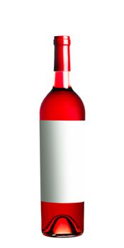 red wine in bottle isolated on white background