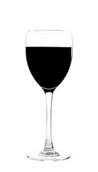 Red wine in glass. Isolated on white background