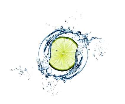 Slice of  lime in water splash - excellent quality