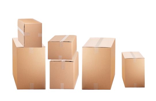 cardboard boxes isolated on white background