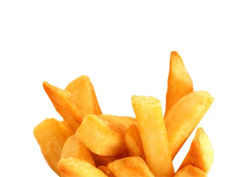 french fries close-up isolated on white background