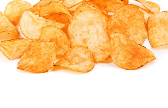 potato chips isolated on white background