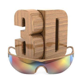 3d wood logo on a white background isolated