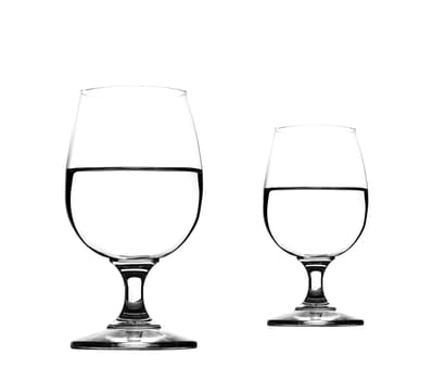 water on glasses isolated
