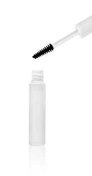 white mascara for eyes isolated on white background