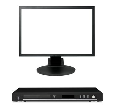 black dvd player with monitor