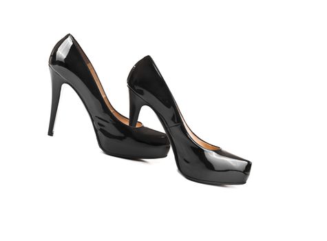 black female shoes on a white background