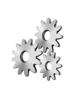 Metal gears isolated against on white