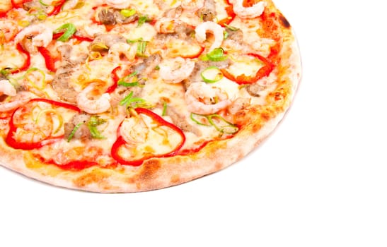 pizza with shrimps isolated