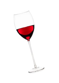 Red wine in glass isolated on white background