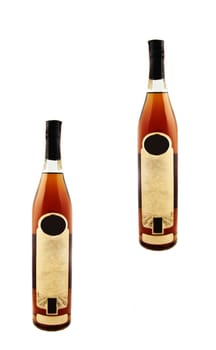 Cognac bottles isolated