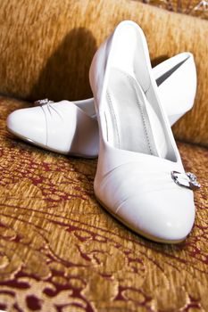 Elegant white wedding shoes