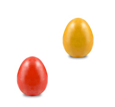 red and yellow easter eggs isolated