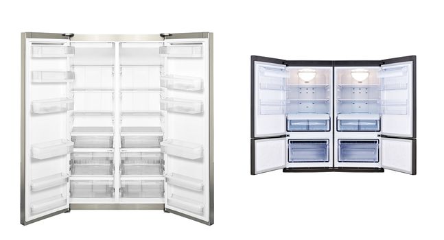 refrigerators with open door isolated