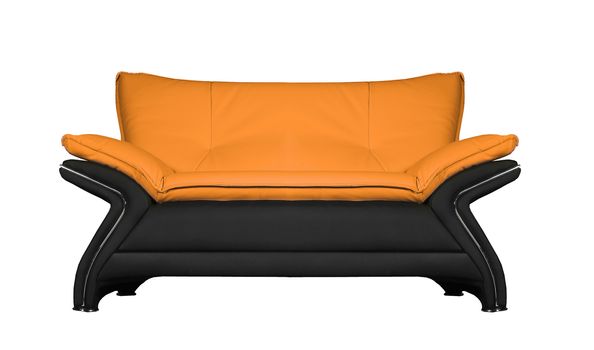 modern black and yellow leather sofa isolated on white background