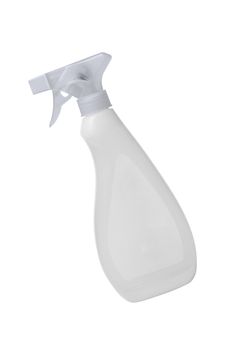 White plastic spray bottle on isolated background