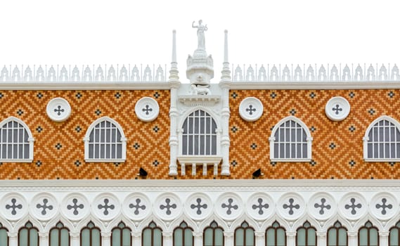 Window on top of large modern building in the Italy retro style