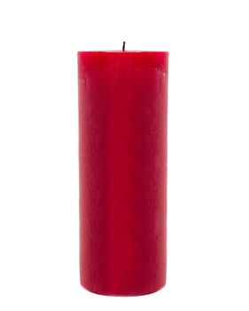 red candle isolated in front of white background