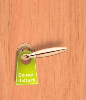 Hotel wood door with a Do not disturb sign