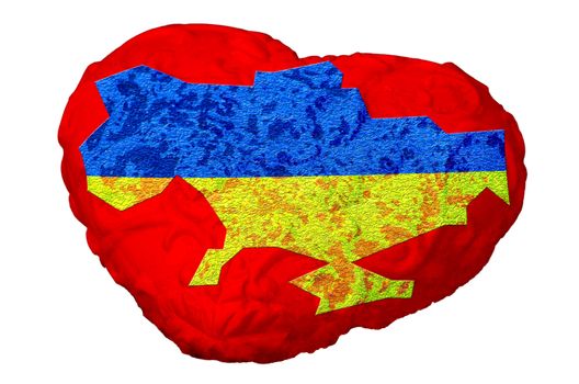 Focal point of Ukraine. Heart with map of Ukraine.
