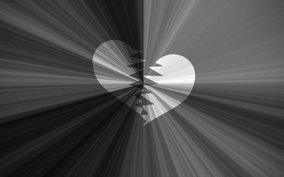 black valentine background, black and white starburst with heart breaking