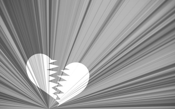 black valentine background, black and white starburst with white heart breaking