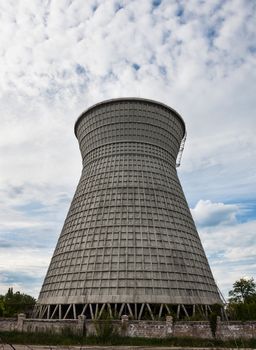 Cooling tower of the cogeneration plant in Kyiv, Ukraine.