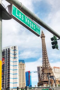 LAS VEGAS - APRIL 19: Las Vegas boulevard in the morning on April 19, 2014 in Las Vegas, Nevada. It's the most populous city in the state of Nevada and the county seat of Clark County.