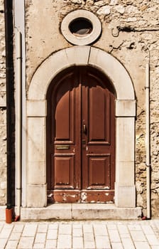 italian door in small village, Italy