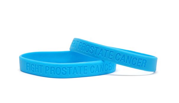 Prostate cancer bracelets on white