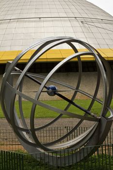 SAO PAULO, BRAZIL - FEBRUARY 01, 2015: A modern art monument in front of Planetarium in the Ibirapuera Park at Sao Paulo Brazil.