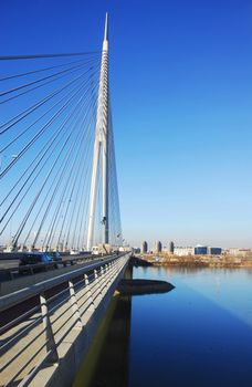 details of the new cable-stayed bridge, central tower