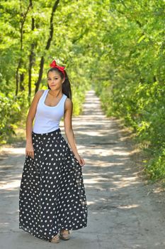 portrait girl in nature at country road