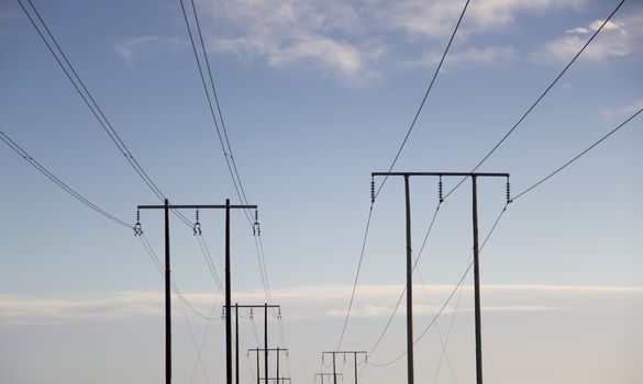 Electricity Pylons Trailing Away