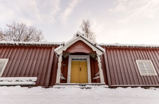Traditional Swedish Farm House in Winter