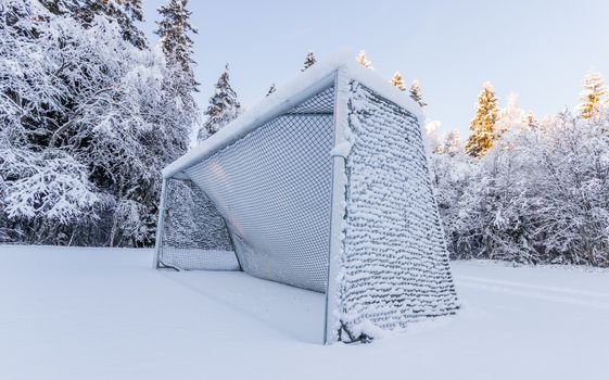 Soccer Goal Covered in Snow