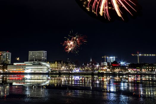 Fireworks over Umea, Sweden