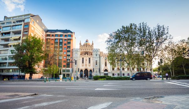 Madrid, Spain - May 10, 2012: Church of Saint Theresa and St. Jose (Iglesia de Santa Teresa y San Jose) and visiting tourists on a spring day in Madrid, Spain