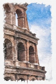 Digital painting of the Colosseum, Rome