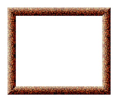 Empty frame for pictures with the texture of multicolored small tiles orange colors on a white background