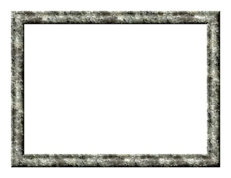 Rectangular blank photo frame with textured crust of ice on a white background