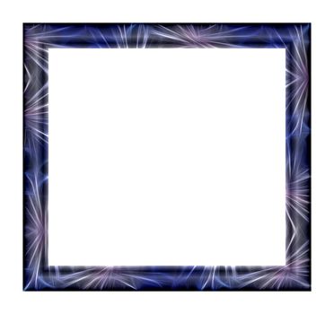 Photo Frame with abstract fractal texture blue tone on a white background